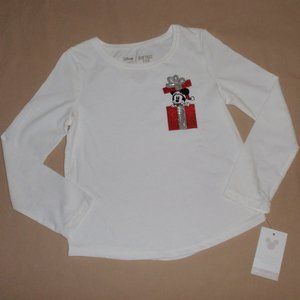 NWT W FLAWS Disney Christmas Present Sequined Minnie T-shirt Sz 5